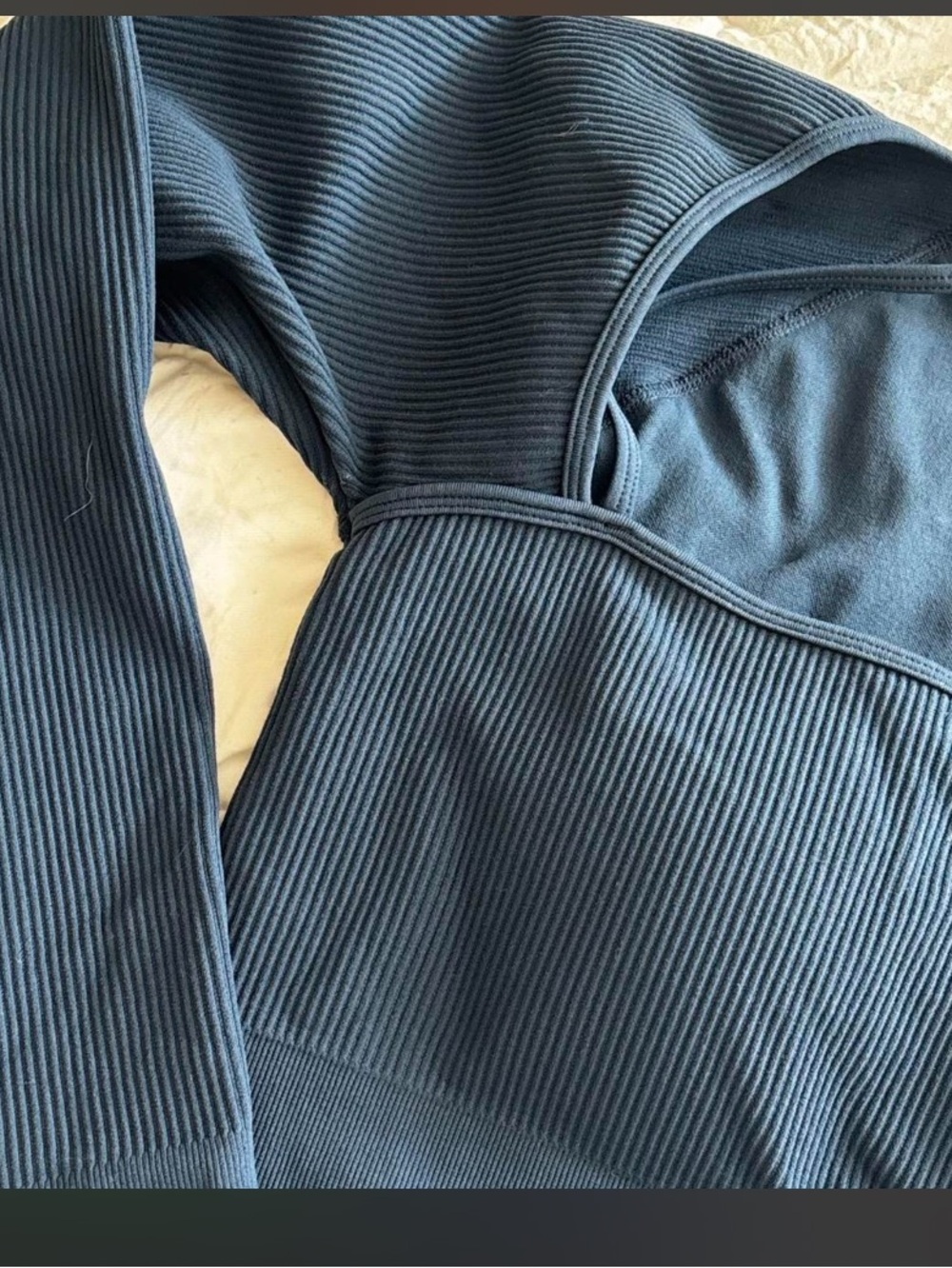 lululemon athletica Ribbed Navy Long-Sleeve Strappy Crop Top - Picture 4 of 5